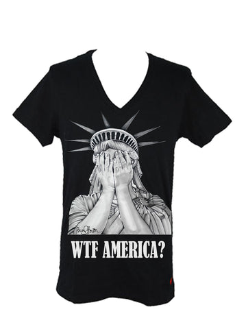 Lady Liberty WTF Women's Fitted V-Neck
