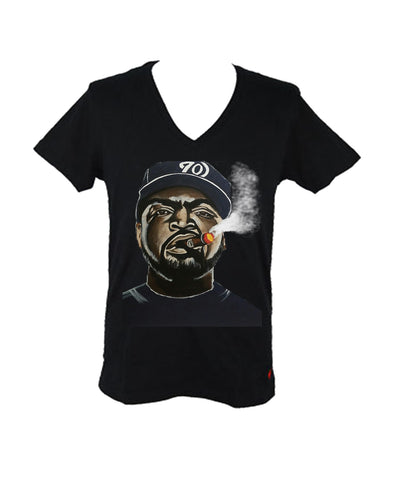 Ice Cube Smoking Cigar Women's Fitted V-Neck